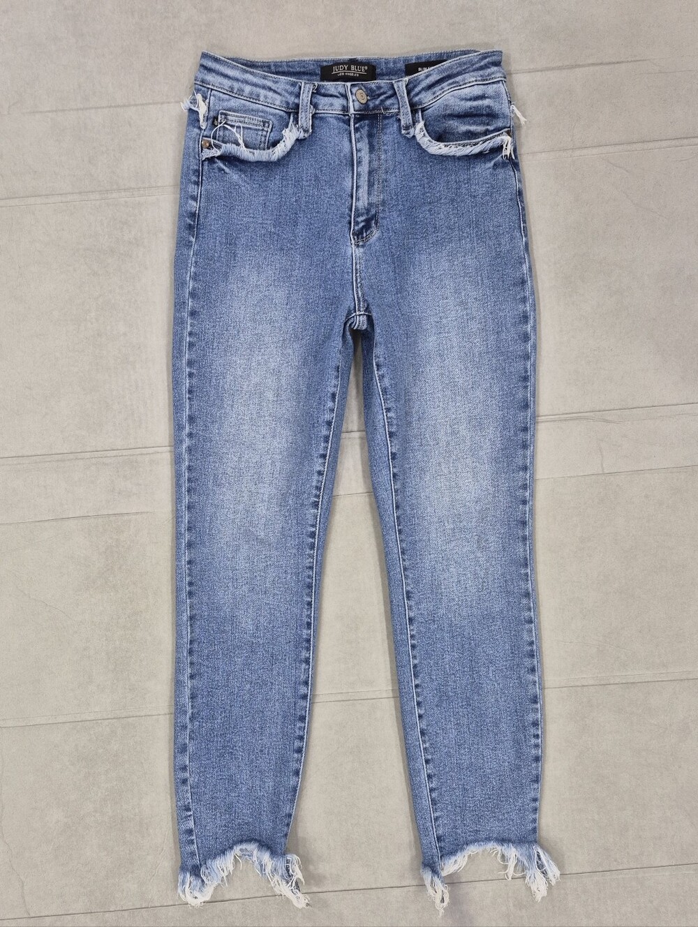 Judy Blue Slim Fit jeans women's 5/27 distressed frayed pockets raw hem stretch